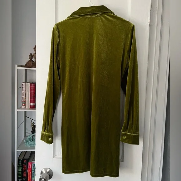 Shein Green Velvet Mini Dress - Picture 2 of 3